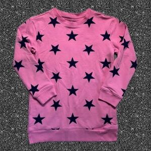 Primary Kids Star Sweatshirt (Size 6-7, Pink with Navy Stars, Pockets!)